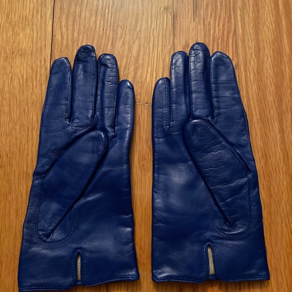 Royal blue Coach leather and cashmere gloves - Picture 3 of 4
